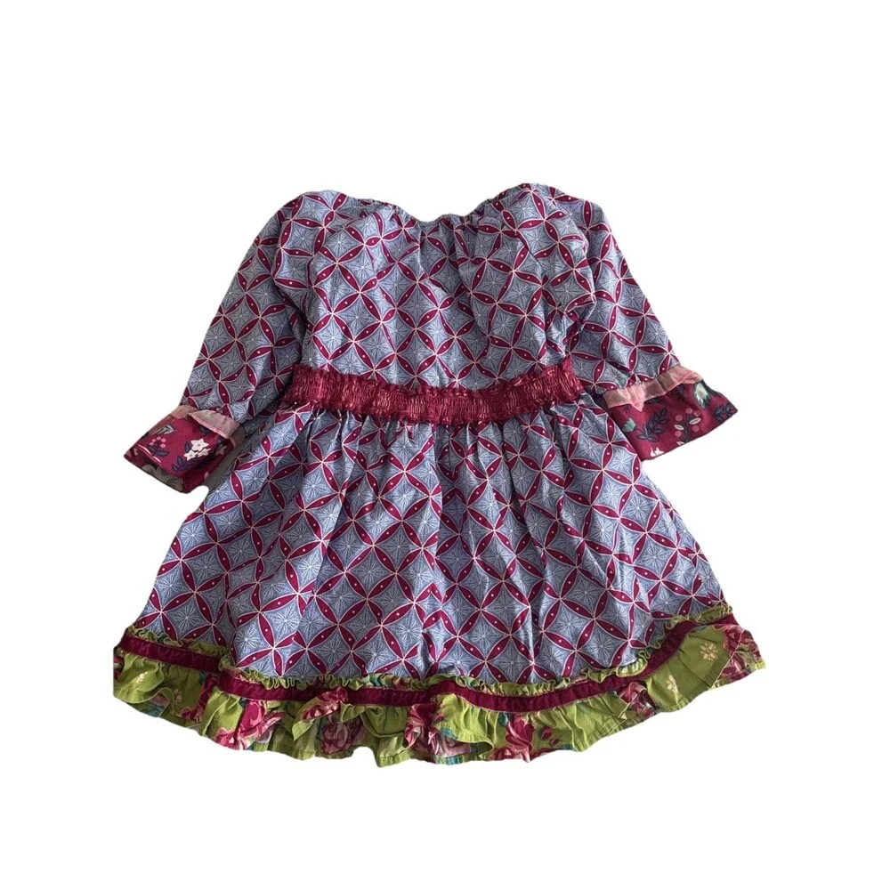 Wild Flowers Floral Ruffles Dress Pattern Purple Blue Dress Size 6